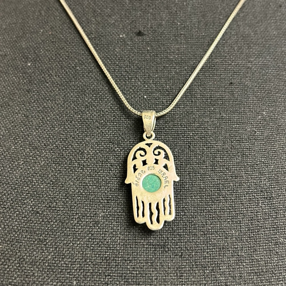Necklace Passage to Israel 925 Silver Necklace with Green Stone, New with papers - Picture 3 of 9